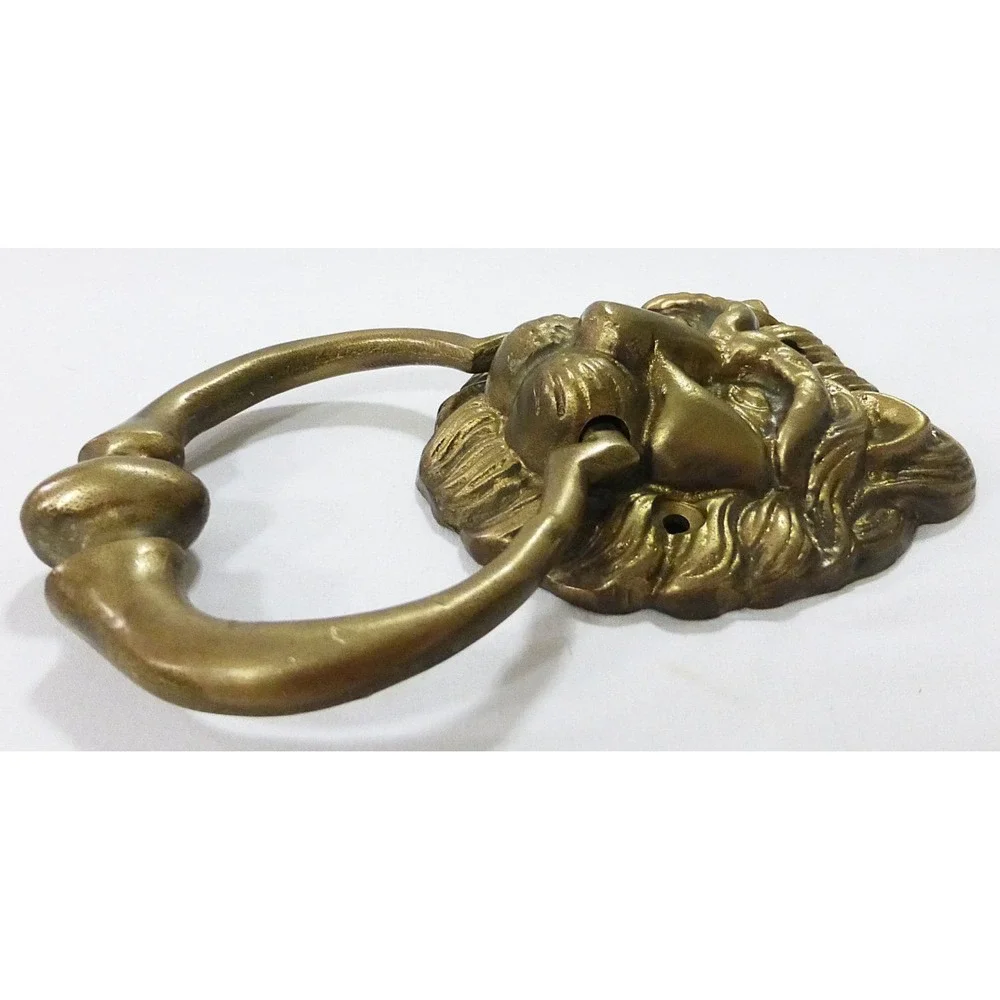 Vtg door‎ knocker lion head solid brass Victorian style heavy renaissance